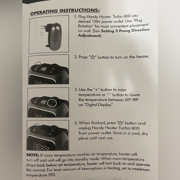 New! Unused! Portable Wall Space Heater (Gray) - Picture 7 of 17